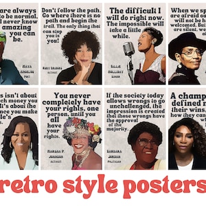 Retro Iconic Black Women in History (set of 8) Printable Posters, Black ...