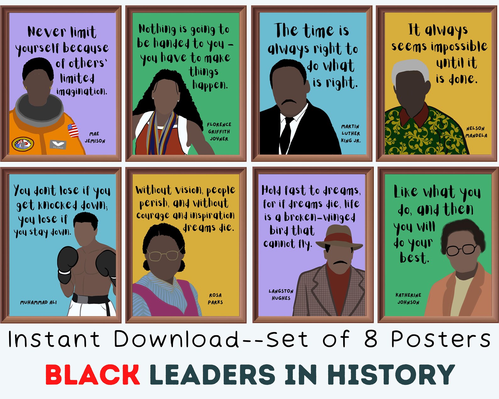 Rainbow Black Leaders in History set of 8 Printable Posters Etsy UK