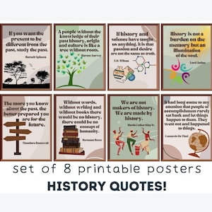 History Quotes (set of 8) Printables, History Classroom Decor, Educational Posters, Social Studies Classroom Decor, Famous History Quotes