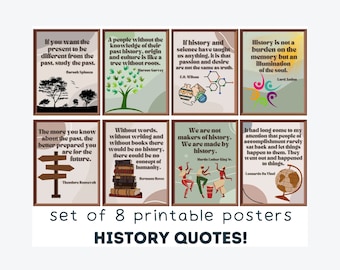 History Quotes (set of 8) Printables, History Classroom Decor, Educational Posters, Social Studies Classroom Decor, Famous History Quotes