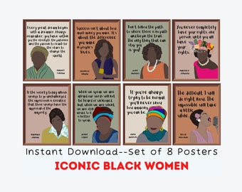 Iconic Black Women in History (Set of 8) Printable Posters, Black History Month Decor, Women's History Month Posters, Bulletin Board Ideas