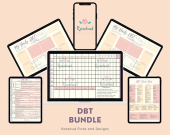 Paquete DBT / Hoja de trucos de habilidades / Rastreador de habilidades / Tarjeta de diario DBT / Tarjeta DBT diaria / Salud mental / Folletos de terapia / Rastreador de estado de ánimo