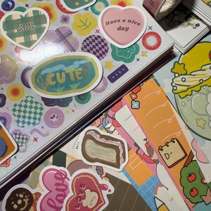 Large Kawaii Stationery Pack / 119 PCS / Has stickers, memo notes, sticker sheets, washi tape, & more! / Scrapbooking + Journaling supplies