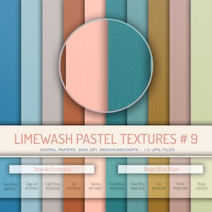 Limewash Pastel Textures 9, Paquete de papel digital, Texturas de arte suave, Papel degradado, Papel Scrapbooking, Descarga digital, Diseño gráfico
