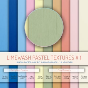 Limewash Pastel Textures 1, Paquete de papel digital, Texturas de arte suave, Papel degradado, Papel Scrapbooking, Descarga digital, Diseño gráfico