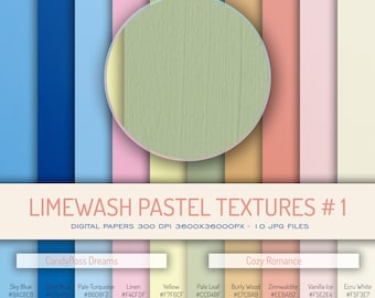 Limewash Pastel Textures 1, Digital Paper Pack, Soft Art Textures, Gradient Paper, Scrapbooking Paper, Digital Download, Graphic Design