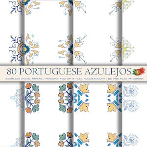 Portuguese Tiles, Portuguese Azulejos, Digital Clipart Paper, Digital files for Scrapbooking, Card Making, Prints, Textures, Patterns, Vol.2