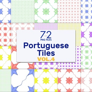 Portuguese Tiles, Portuguese Azulejos, Digital Clipart Paper, 72 files for Scrapbooking, Card Making, Prints, Textures, Patterns Vol 4