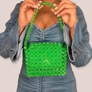 The Bae Mini Beaded Bag in Lime