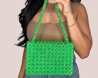 The Dot Beaded Bag in Lime