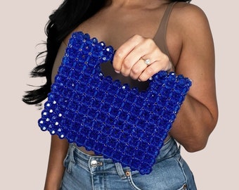 The Cha Beaded Bag in Cobalt Blue