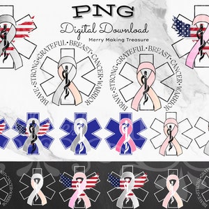 EMS Breast Cancer-bundelpakket PNG-ontwerpen, clipart, sublimatieontwerp, digitale download, printontwerpen. Rood-witte en blauwe png-ontwerpen, VS png.