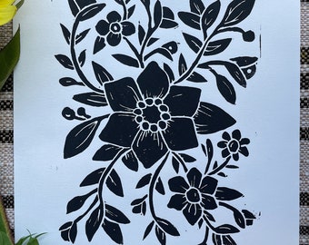 Sprawling Bloom Linocut Print