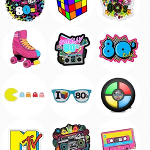 80s Themed Edible Images, 80s Party Edible Toppers