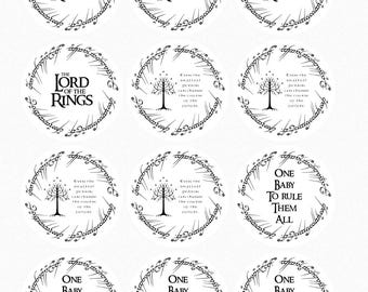 LOTR Baby Shower Edible Images, Rings Baby Shower Toppers