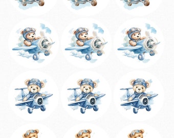 Bear Airplane Edible Images, Baby Shower Cake Toppers