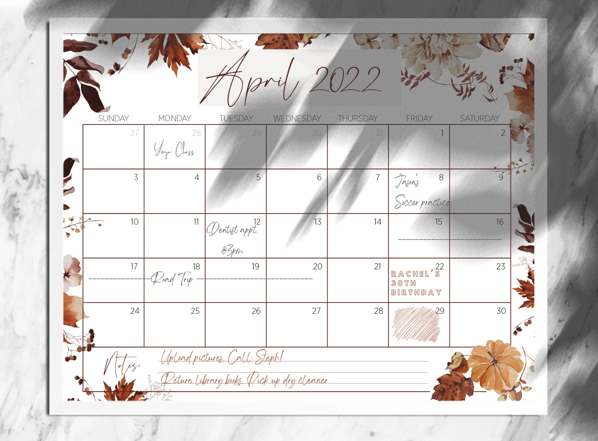 april 2022 printable calendar etsy