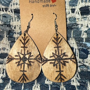 Wood Burned Earrings