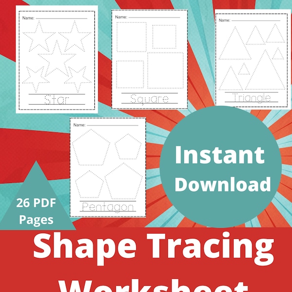 Shape Tracing Worksheets: Great way to introduce shapes to your toddler, preschooler, kindergartner!