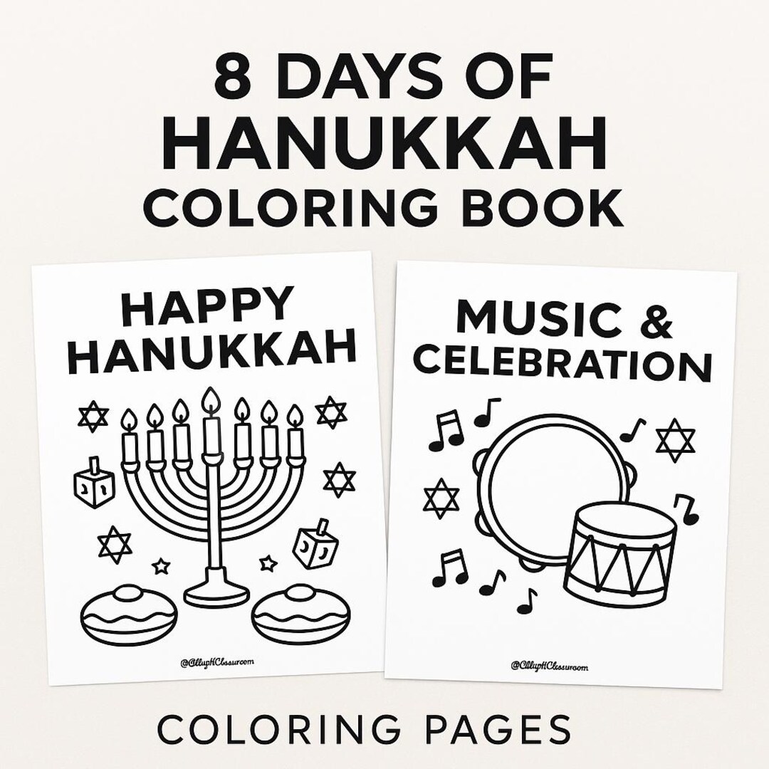 8 Days of Hanukkah Coloring Pages | Kids Printable | Instant Download ...