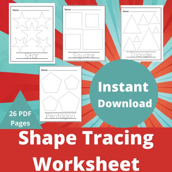 shape tracing worksheets great way to introduce shapes to etsy