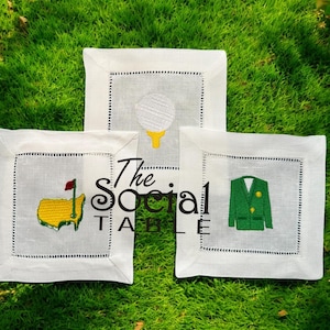 Golf themed drink coasters/ cocktail napkins - Masters party