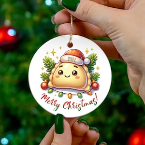 Ceramic Ornament, Cute Pierogi Christmas, Holiday Tree Decor, Christmas Gift, Polish Ornament, Festive Home Decor, Christmas Decoration