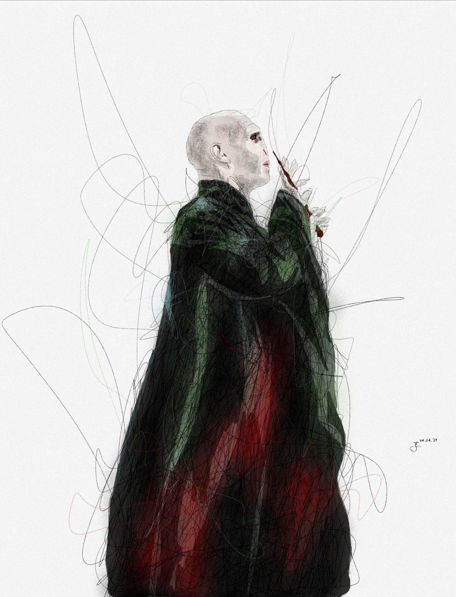 Digital Drawing Lord Voldemort Etsy