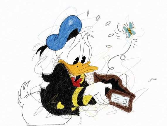 Magica the Spell and baby Donald Duck - Amelia e Paperino paperotto , in  Max Grohovaz 's Disney Comic Art Gallery Room
