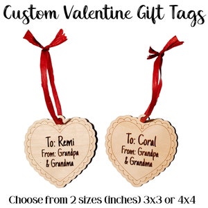 Custom Valentine&#39;s Day Gift Tags, Wood Gift Tag, Personalized Tag, Wooden Gift Tag, Valentines Day Gift For Kids, Valentines Day Gifts