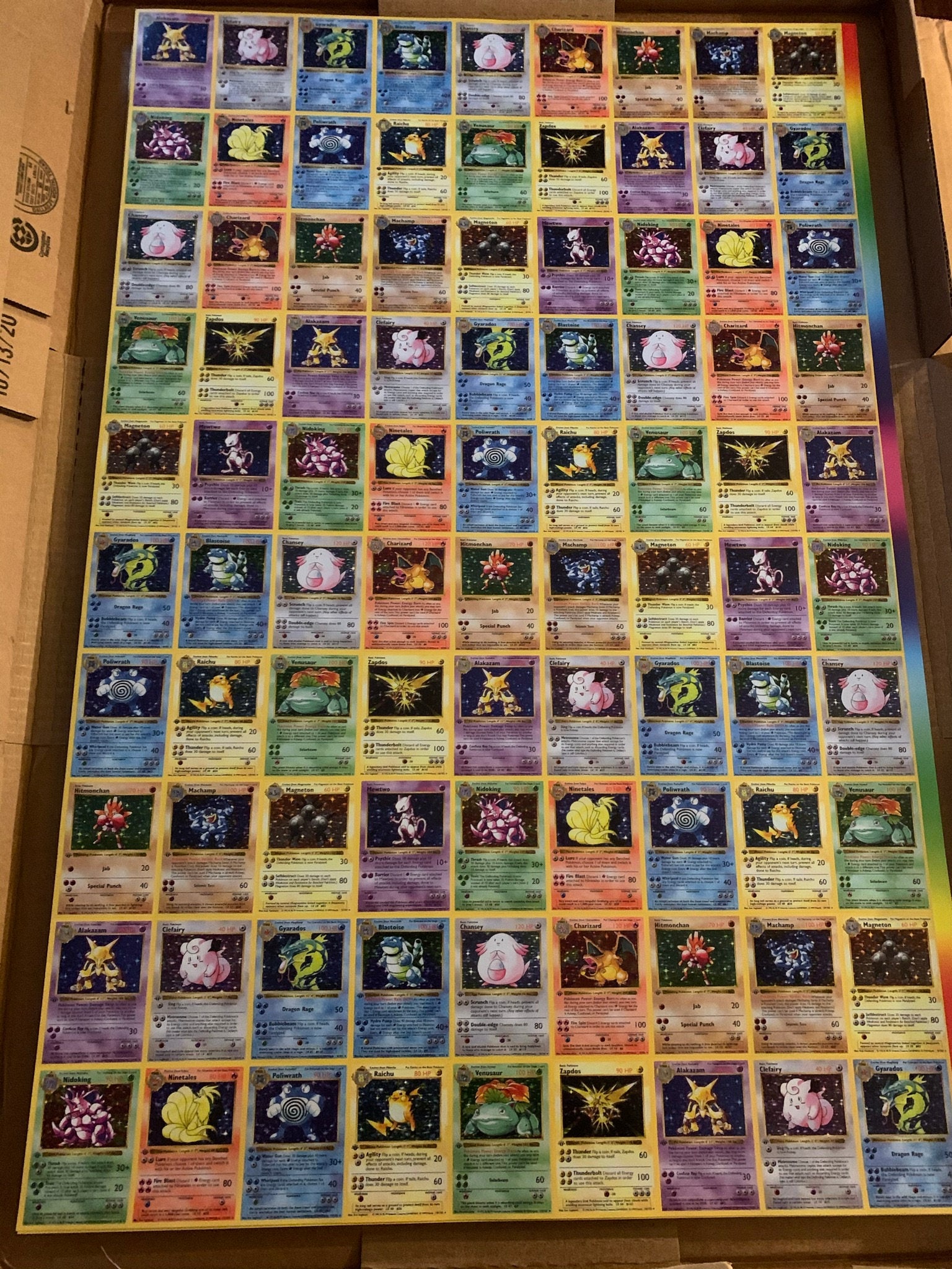 24" x 36" Custom Pokemon 1st Edition Shadowless Base Uncut Sheet Poster Replica 24" x 36" Custom Pokemon 1st Edition Shadowless Base Uncut Sheet Poster Replica