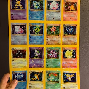 17 "x 11" Aangepaste Pokemon 1st Edition Shadowless Base Set Uncut Sheet Replica