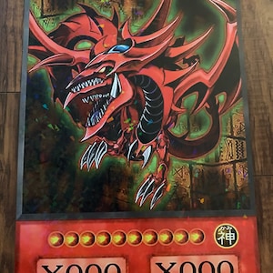 Carta Jumbo Yugioh personalizzata da 16" x 11" Slifer il drago del cielo anime HOLO