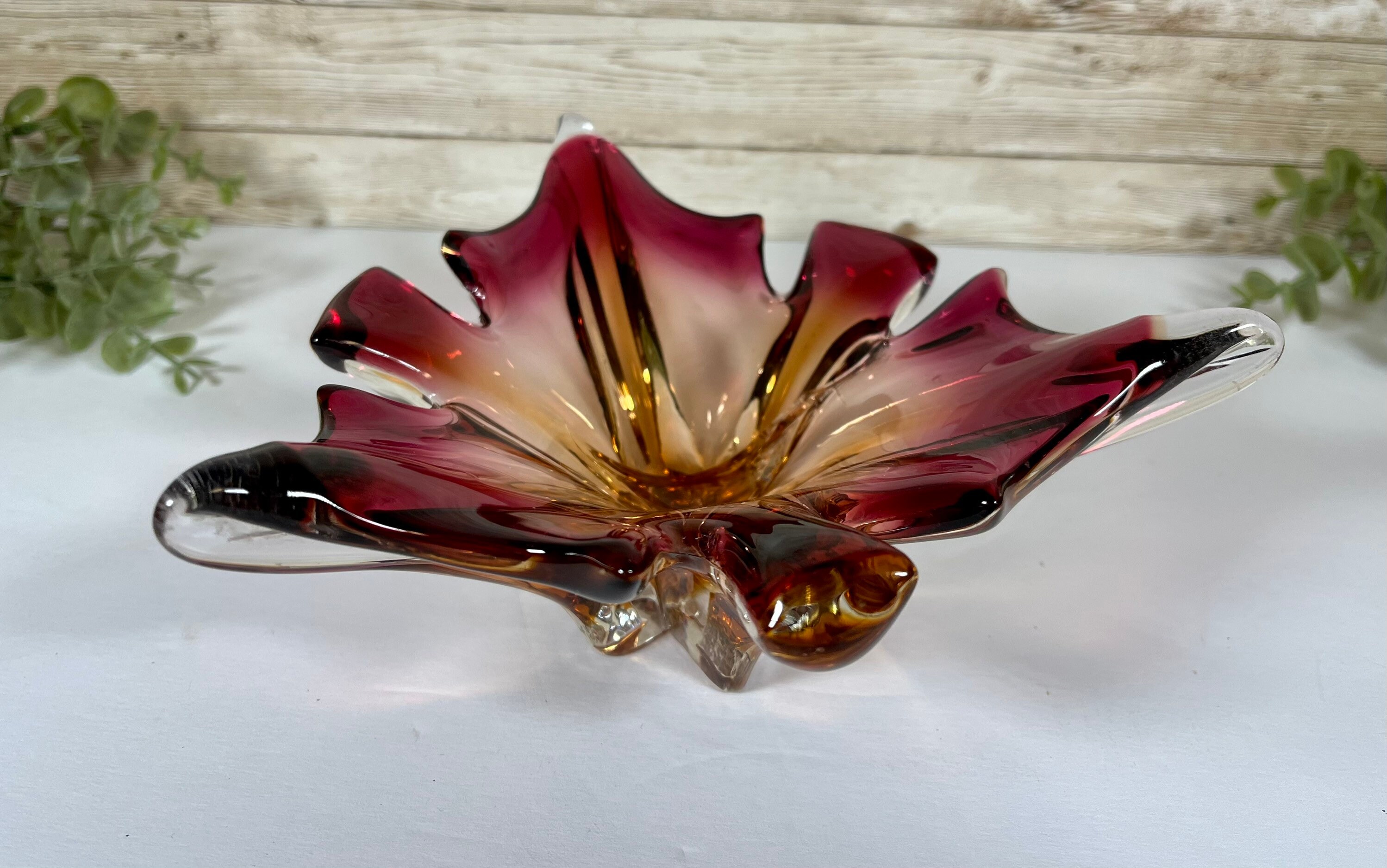 Vintage Murano Hand Blown Glass Candy Dish (with crack)
