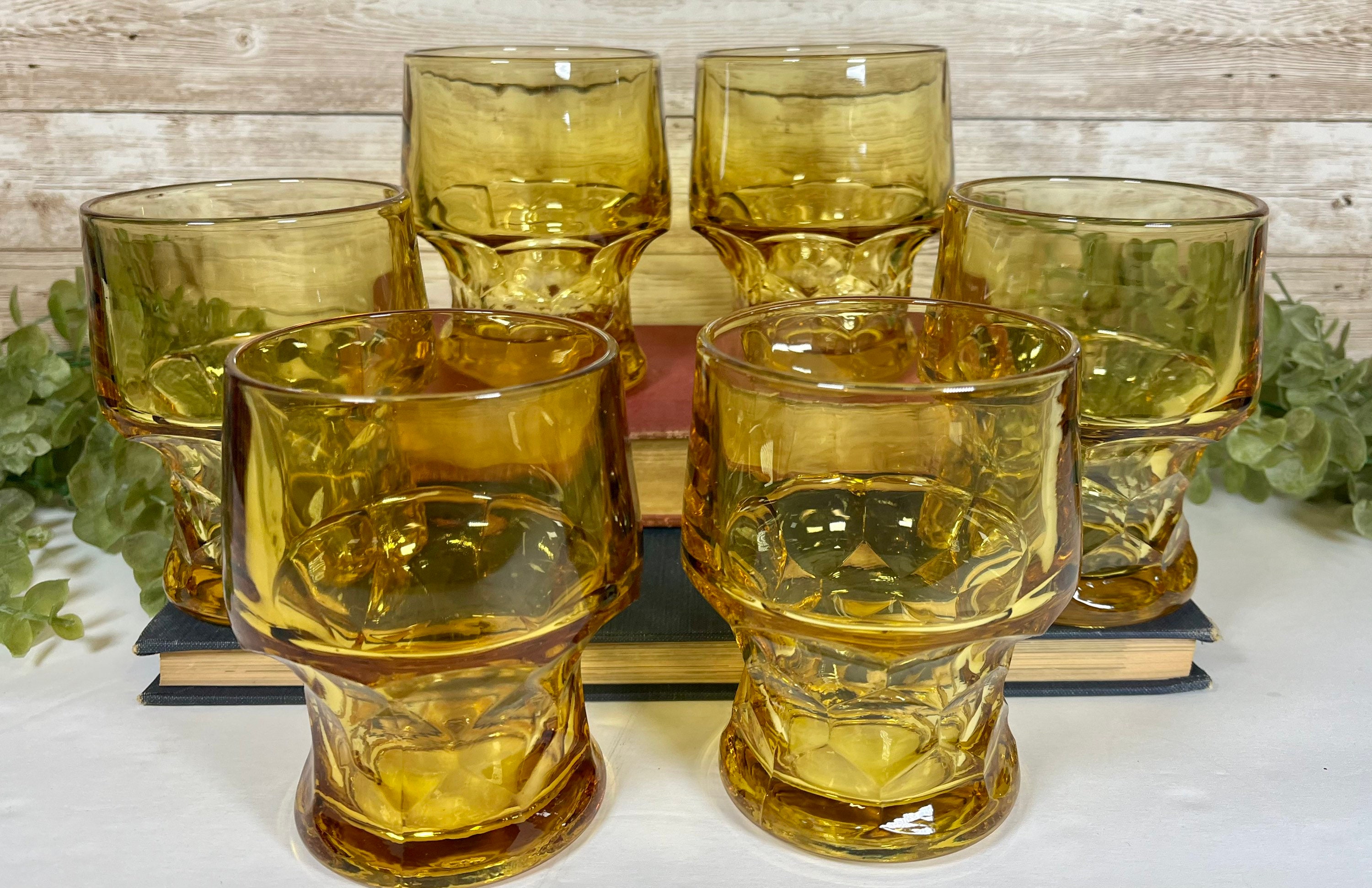 6 Vintage Cocktail Highball Glasses, Vintage Gold Cocktail Glasses