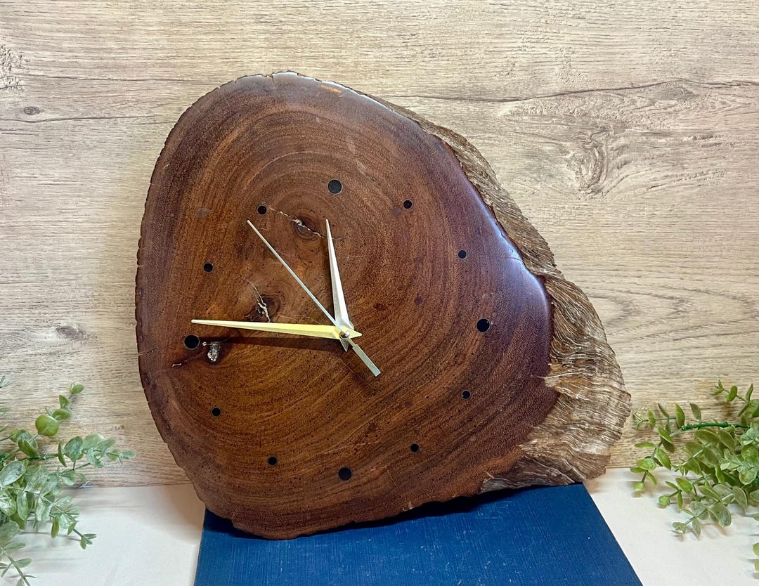 Vintage Live Edge Slab Wood Wall Clock - Etsy