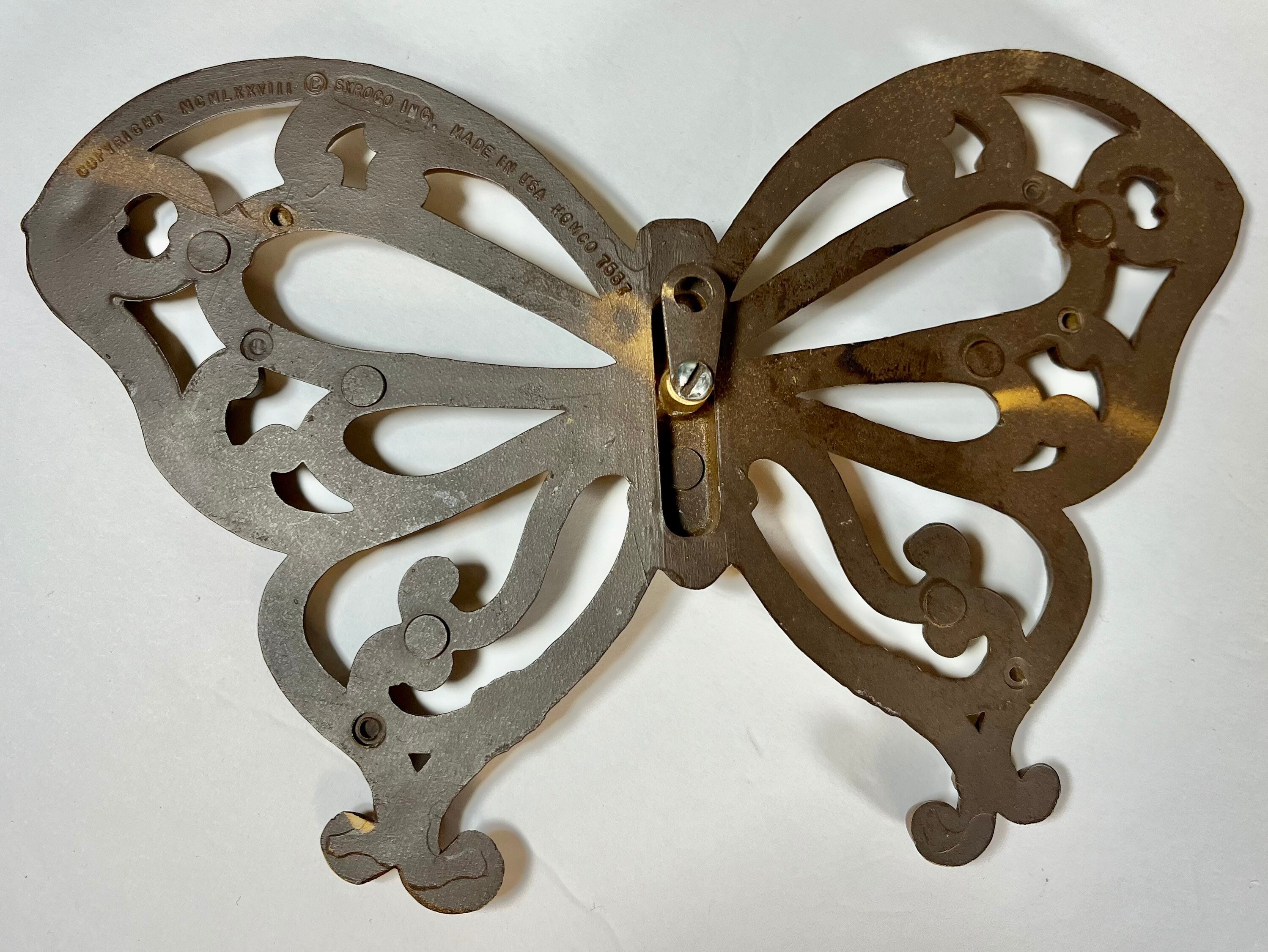 Set of Vintage Faux Rattan Wall Butterflies 1979s Wicker Butterfly Wall Decor