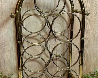 Brass Wine Rack - Vintage 7 Bottle Wine Rack - Round Table Top Wine ...