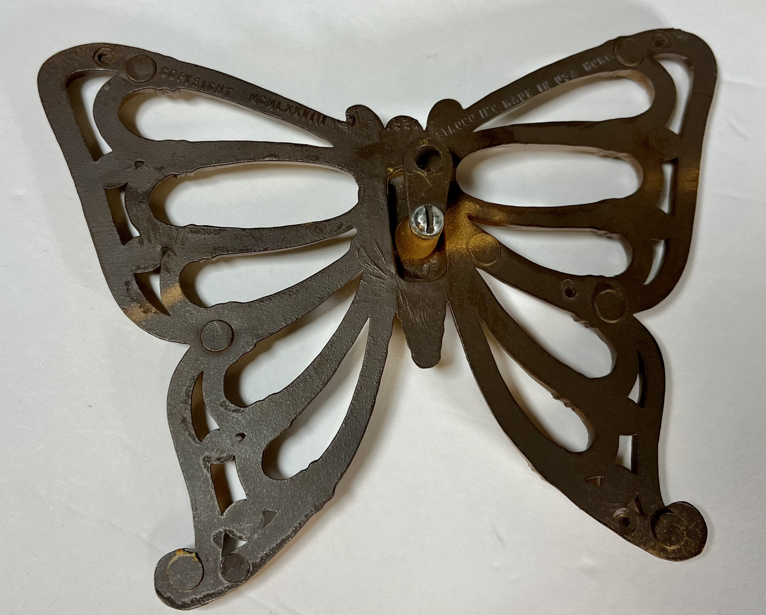 Set of Vintage Faux Rattan Wall Butterflies 1979s Wicker Butterfly Wall Decor