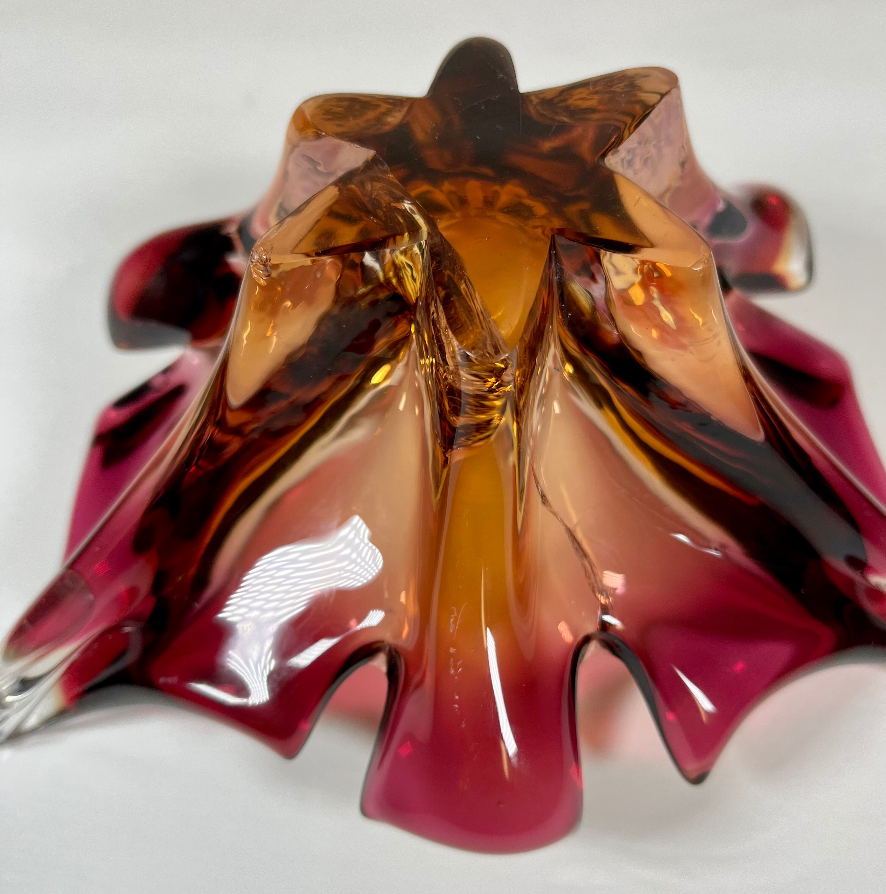 Vintage Murano Hand Blown Glass Candy Dish (with crack)