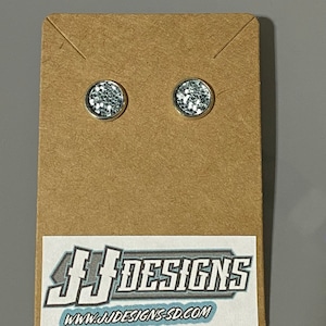 Silver Glitter 10mm round Earrings