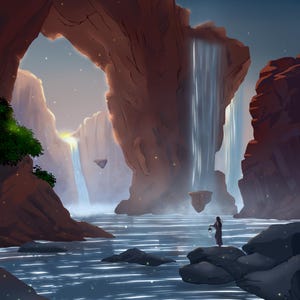 Lámina artística de fantasía etérea: Cuando los gigantes sueñan / Paisaje onírico místico / Arte mural de edición limitada