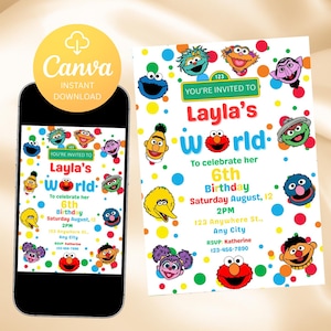 Elmo Birthday Invitation template, printable birthday party invitations, digital invite, kids party invite, Elmo invitations, Elmo, Birthday