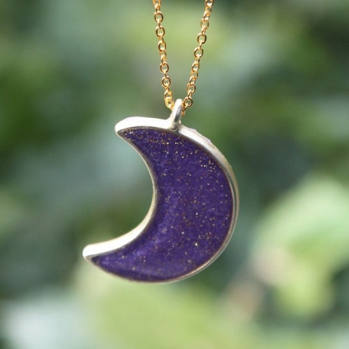 Blue Moon Necklace Full Moon Necklace Full Moon Jewelry Etsy
