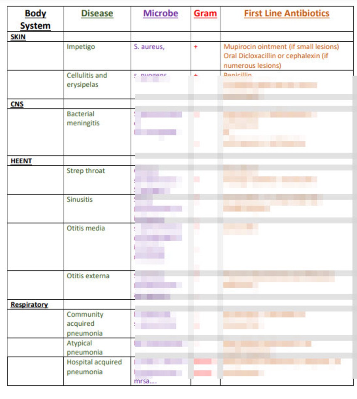 First Line Antibiotics for Specific Diseasesfnp Etsy