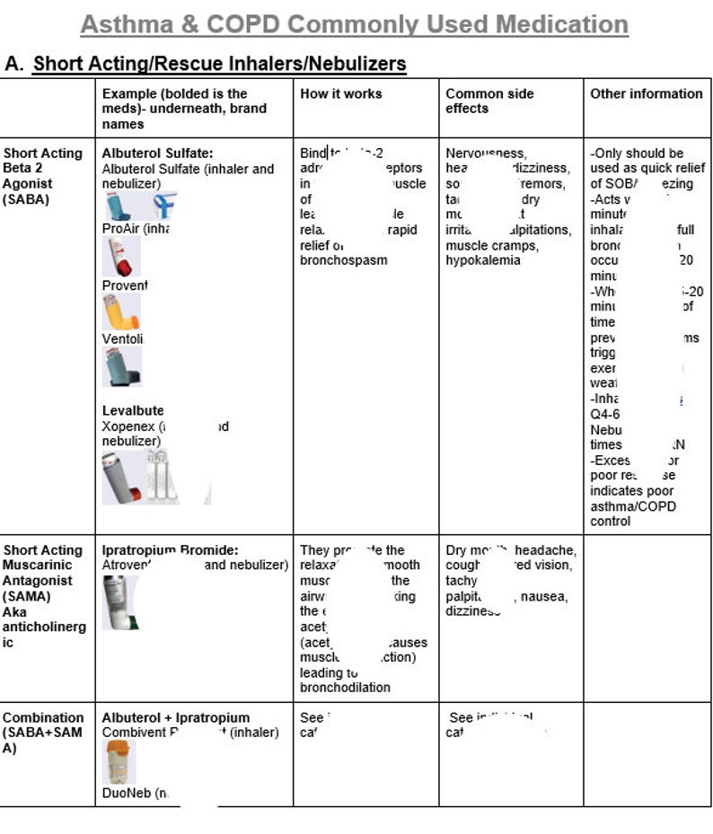 Asthma/copd Respiratory Medication and Guidelines - Etsy