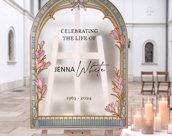 Custom Acrylic Memorial Sign, Personalized Celebration of Life Sign with Photo, Funeral Welcome Sign, In Loving Memory Keepsake