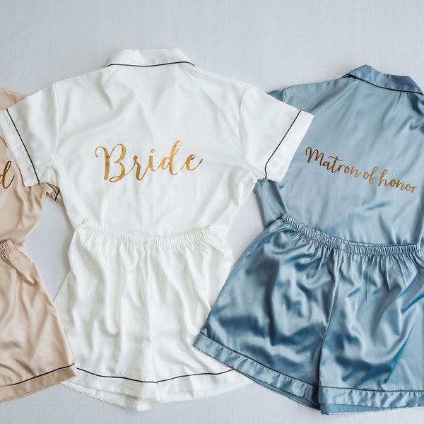 Bridesmaid Pajamas Shorts | Bridesmaid PJs | Bachelorette Party | Bridesmaid Gifts | Bridal Party | Maid of Honor Gifts |Bridesmaid proposal