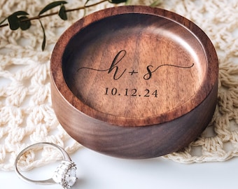 Personalized Wooden Ring Dish | Engagement Ring Dish | Engraved Ring Holder | Custom Wedding Gifts for Couple | Anniversary Gifts for Her