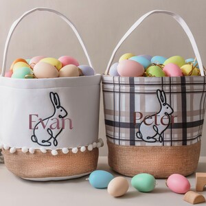 Personalized Baby Gift Basket, Nursery Room Decor, Newborn Gifts, Bunny Easter Bucket image 10